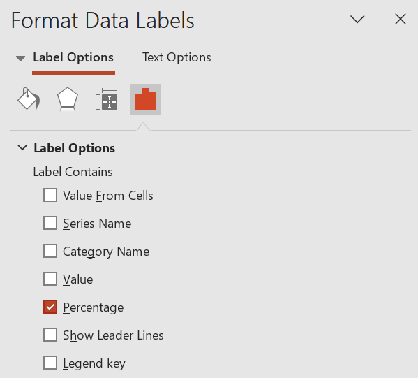 PowerPoint's percentage data label option