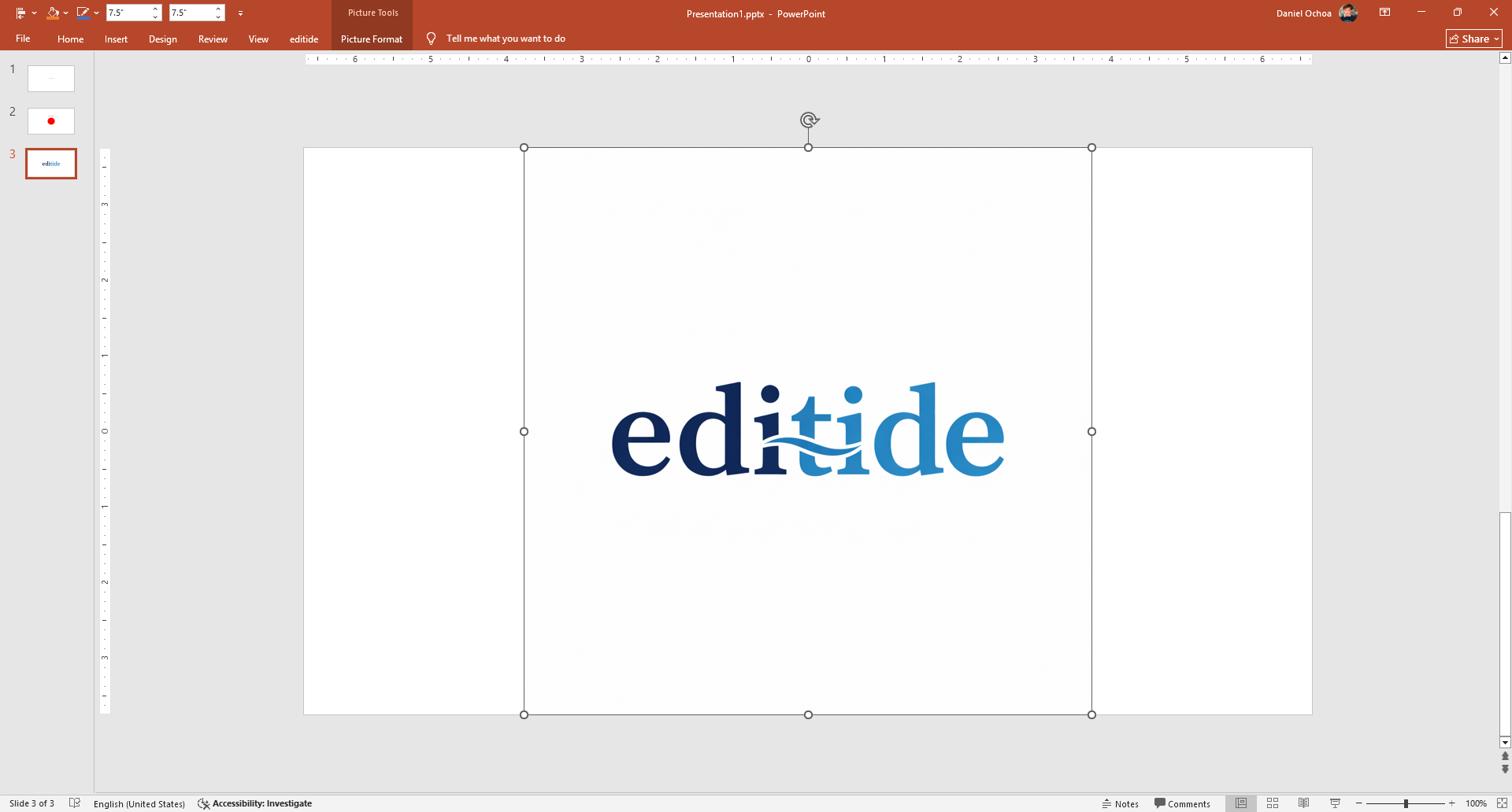 A slide filled with the editide logo